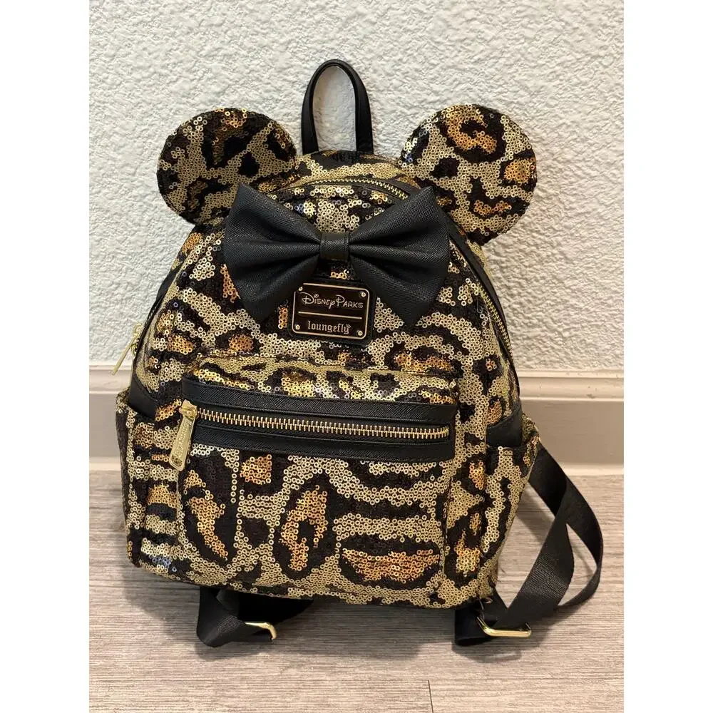 NEW Disney Loungefly Backpack Animal Kingdom Minnie Mouse Leopard Print Bag